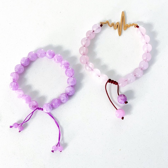 Jewelry - 💝FIANL SALE $10 for 2 Lavender Jade Gemstone Bead Adjustable Strap Brace…